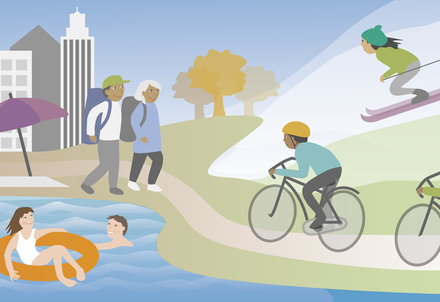 Illustration af ferieaktiviteter