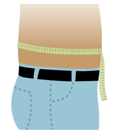 Grafik: Uden øget risiko for mænd med taljemål under 95 cm og for kvinder med taljemål under 81 cm